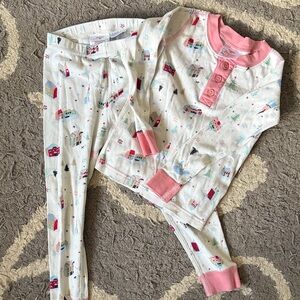 Hanna Andersson Pink and Cream Kids holiday Pajama Set